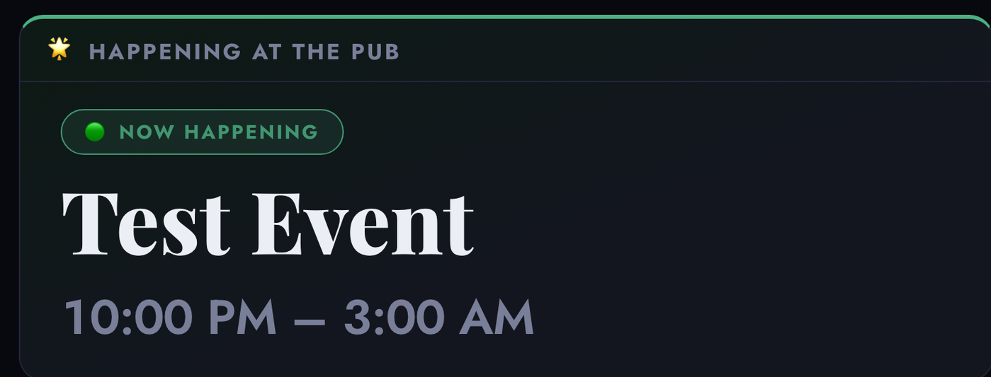 Live Happening at the Pub panel
